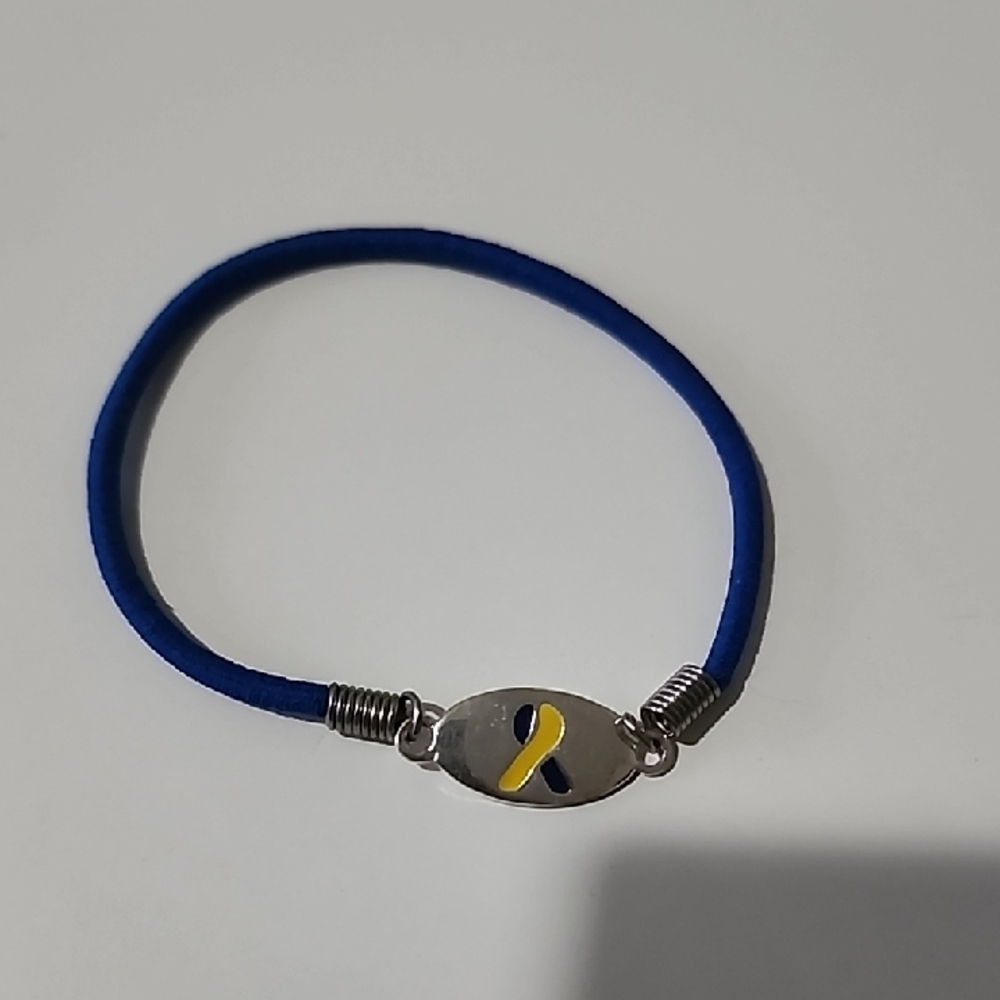 Blue Bracelet with Yellow Ribbon Charm